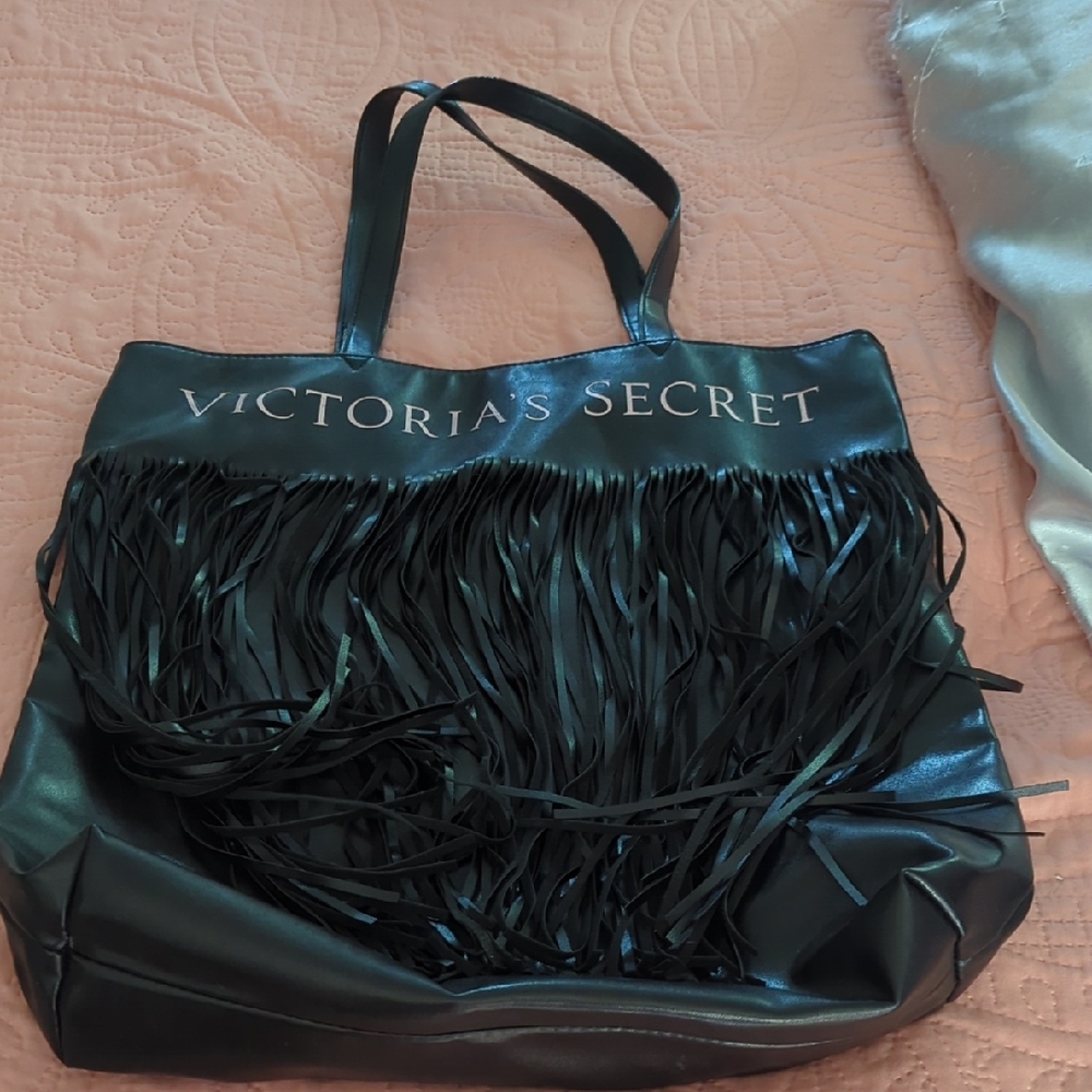 Victoria's Secret Black Tote with Fringe Never Used